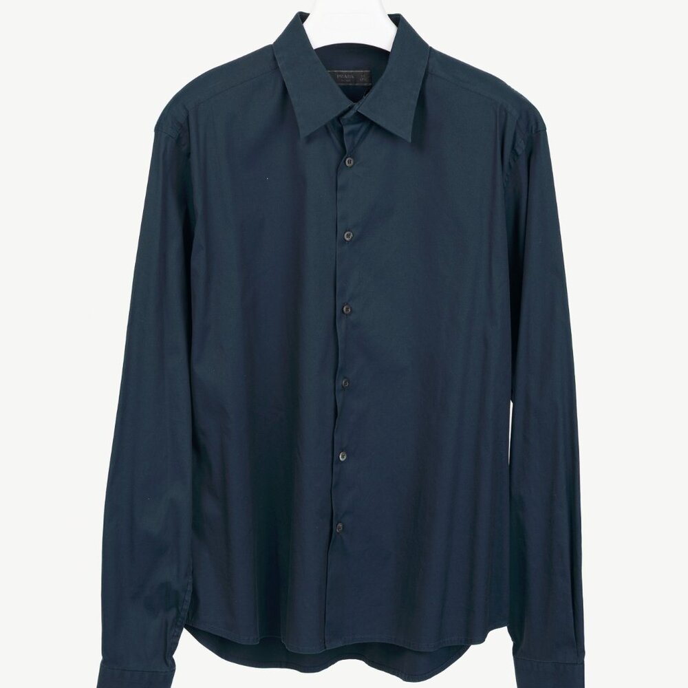 Prada Navy Cotton-Poplin Buttoned Shirt